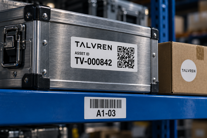 Equipment identification labels for workplace assets