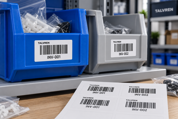 Barcode and inventory labels for stock tracking