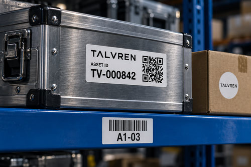 Durable asset identification labels on business equipment
